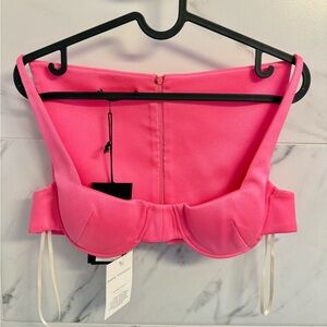Alex Perry Pink Satin Square Neckline Crop Top